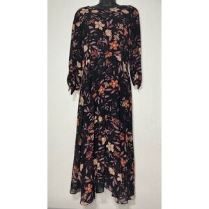 Lulus I. Madeline Passionate Love Black Floral Midi Dress L Fairycore Whimsygoth